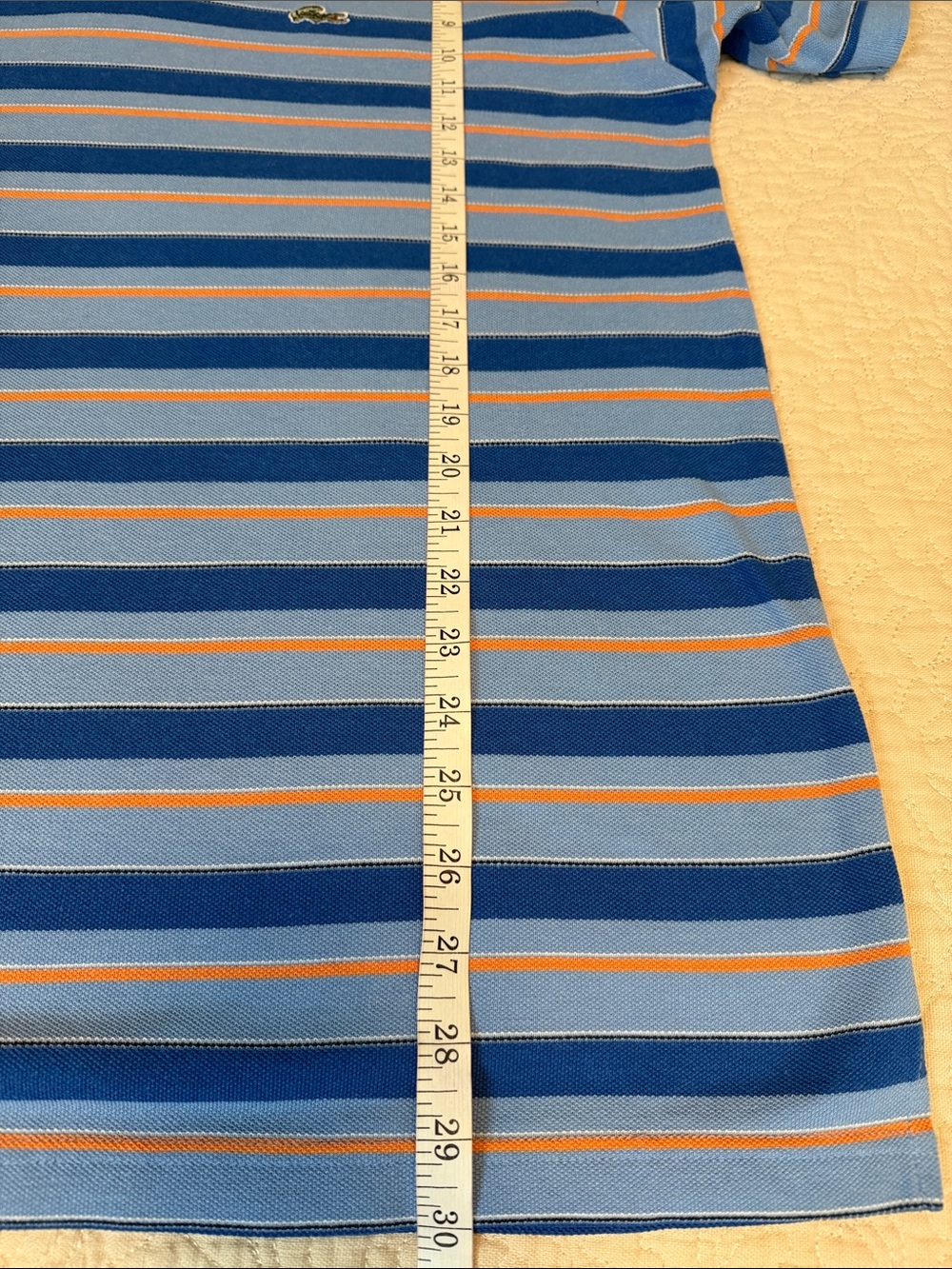 Vintage Lacoste Men’s Size 3XL Blue and Orange 100% Cotton Striped Polo Shirt - Picture 6 of 7